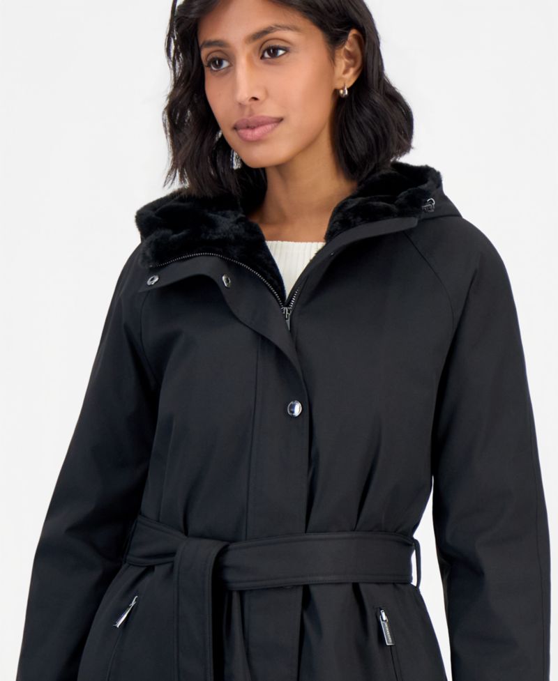 Women's Softshell Hooded Faux Fur Collar Coat