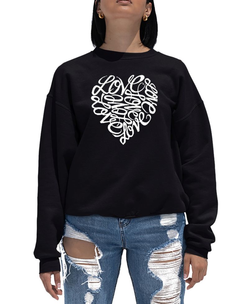Women's Word Art Crewneck Love Heart Sweatshirt