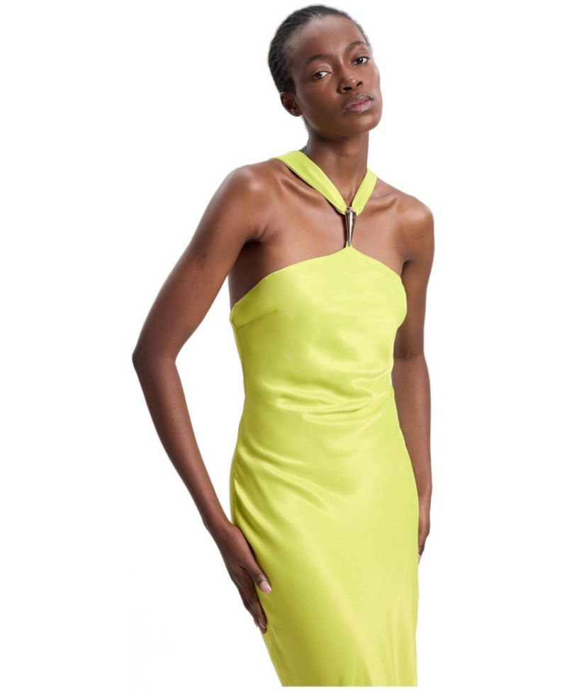Women's Satin Halter Maxi Dress