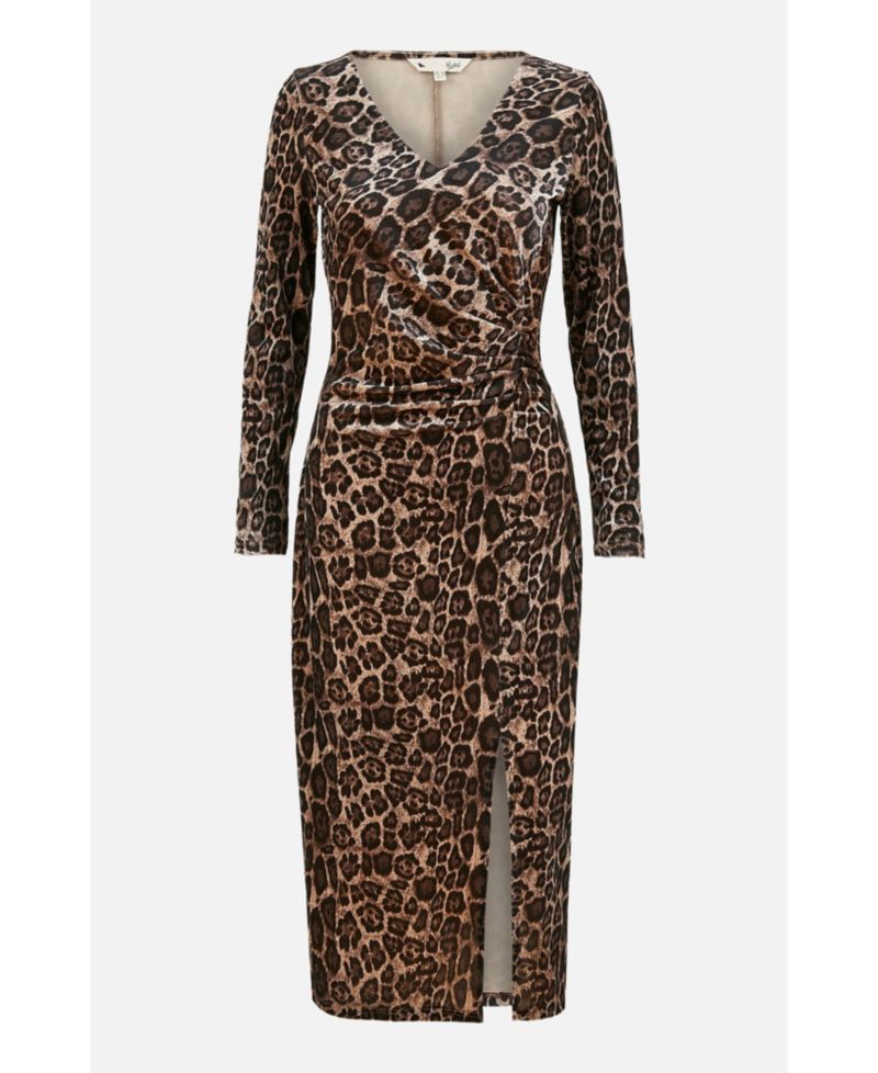 Women's Velvet Long Sleeve Fitted Midi Dress