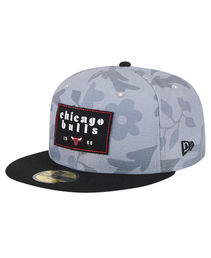Men's Gray Chicago Bulls Palm Fronds 2-Tone 59FIFTY Fitted Hat