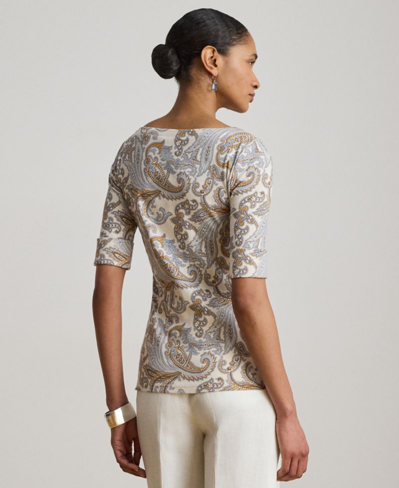 Women's Boat Neck Short-Sleeve Blouse