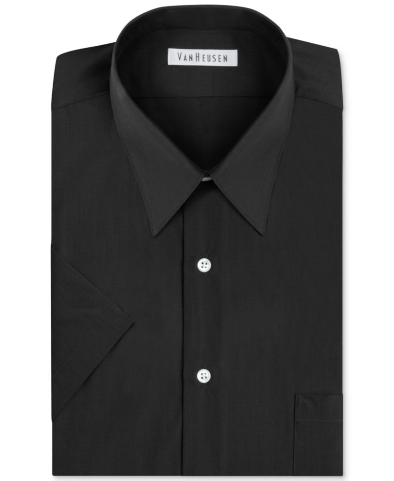 Men's Regular Fit Poplin Short Sleeve Dress Shirt