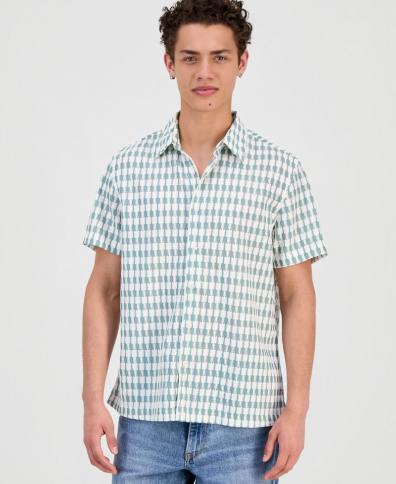 Men's Woodland Jacquard Short-Sleeve Shirt