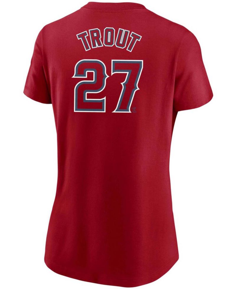 Women's Mike Trout Red Los Angeles Angels Name & Number T-shirt