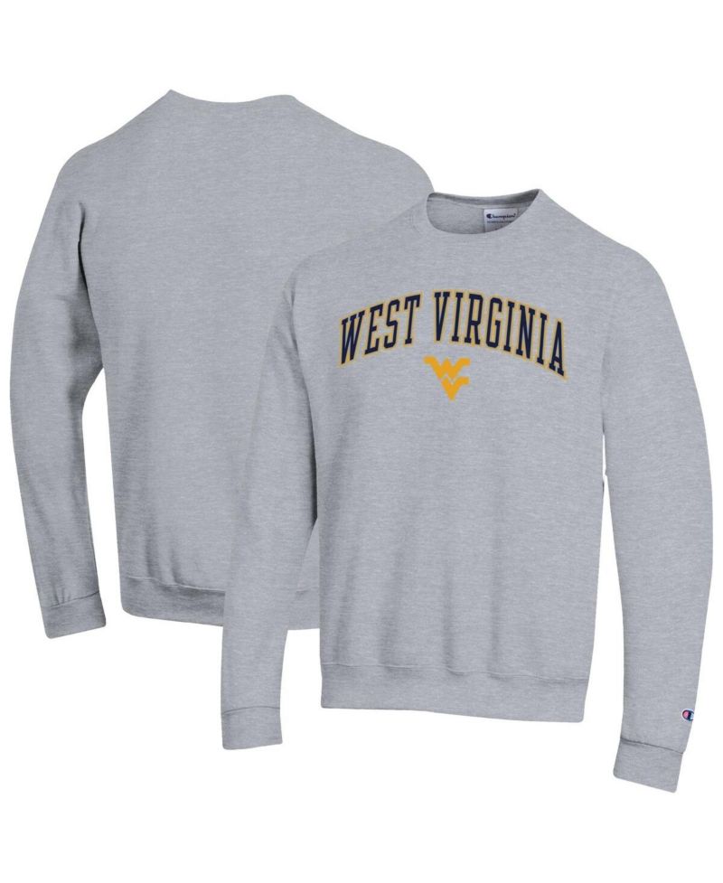 Men's Heather Gray West Virginia Mountaineers Arch Over Logo Pullover Sweatshirt