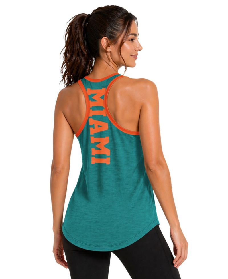 Women's Aqua Miami Dolphins Tater II Racerback Tank Top