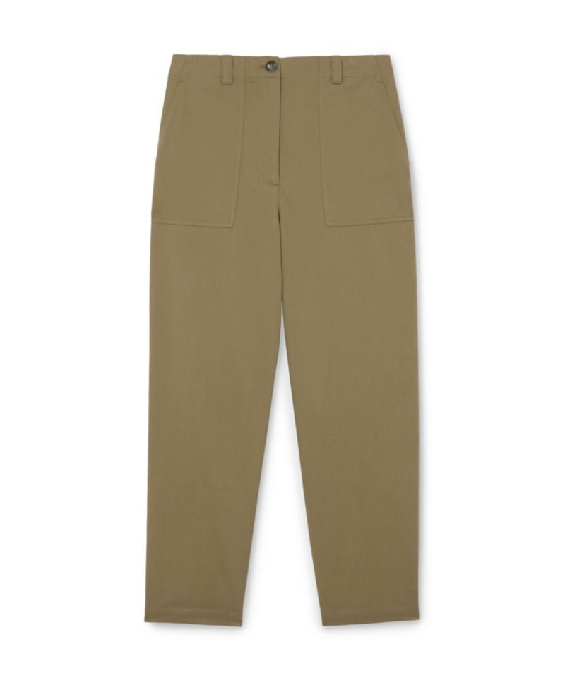 Women's Kasia High-Waist Tapered Cotton-Blend Trousers