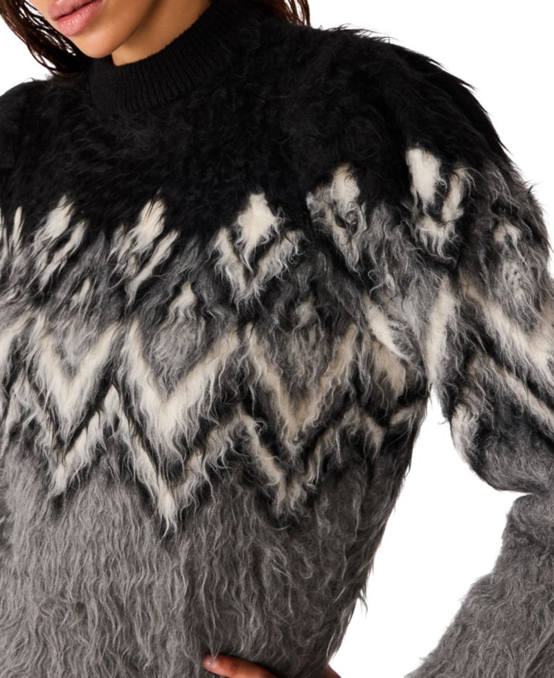 Women's Mora Mock Neck Fair Isle Fuzzy Knit Sweater