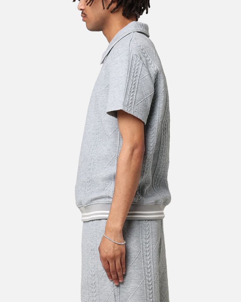 Men's Danny Knit Polo Shirt- Grey, M