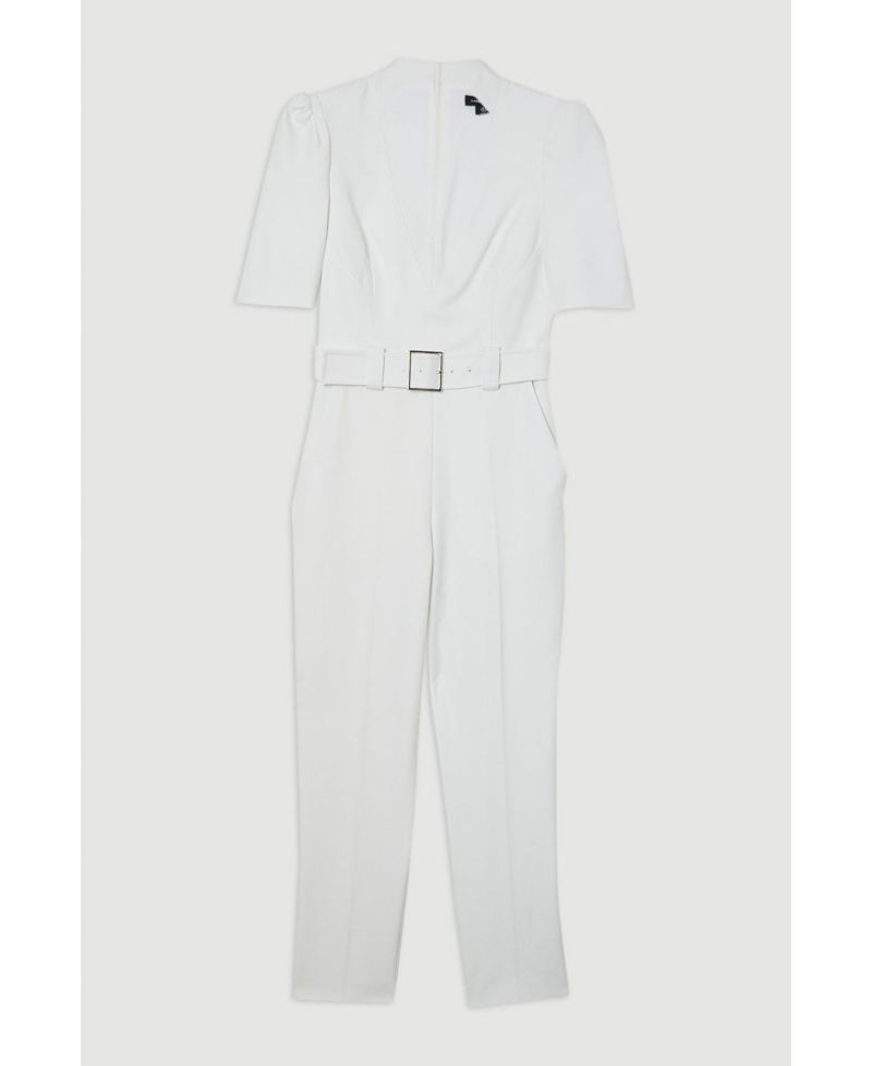 Women's Crepe Belted Jumpsuit