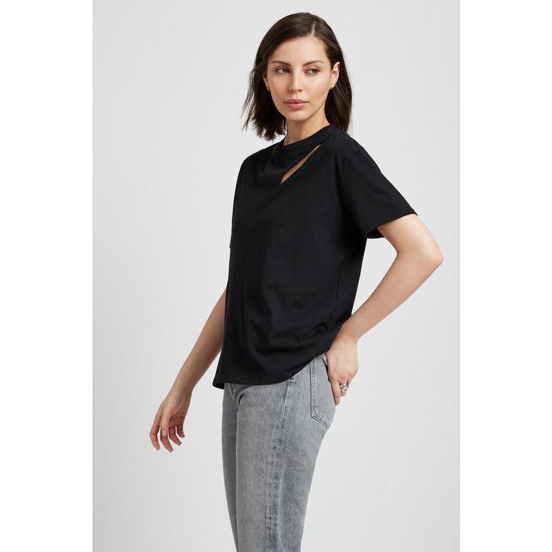 Women's Leonie Organic Cotton Jersey Boxy Half-Sleeve Cutout-Shoulder Top