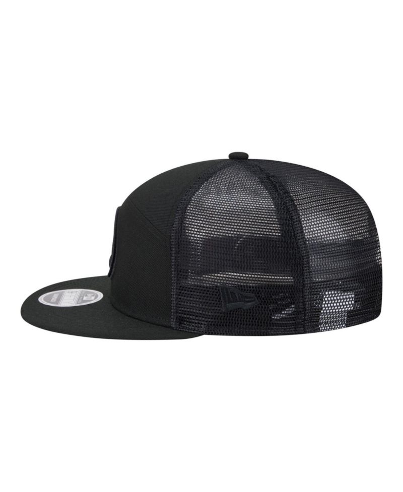 Men's Black Golden State Warriors Block Split Panel 9FIFTY Snapback Hat