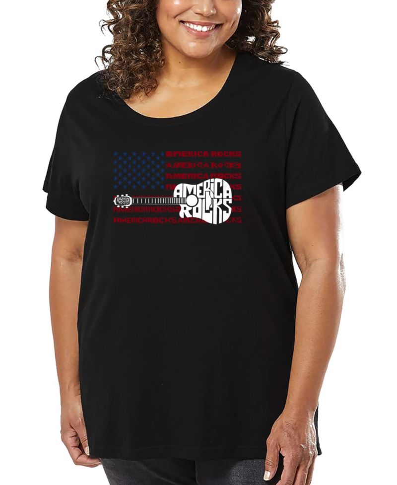 Plus Size America Rocks Word Art T-Shirt
