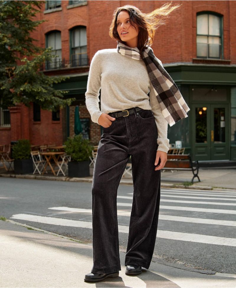 Petite High Rise Wide Leg Corduroy Pants