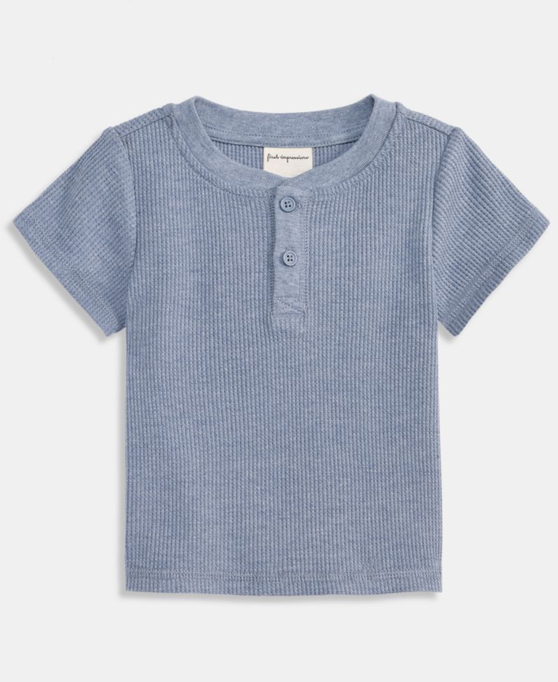 Baby Boys' 3M-24M Mix and Match Heathered Waffled Henley T-Shirt