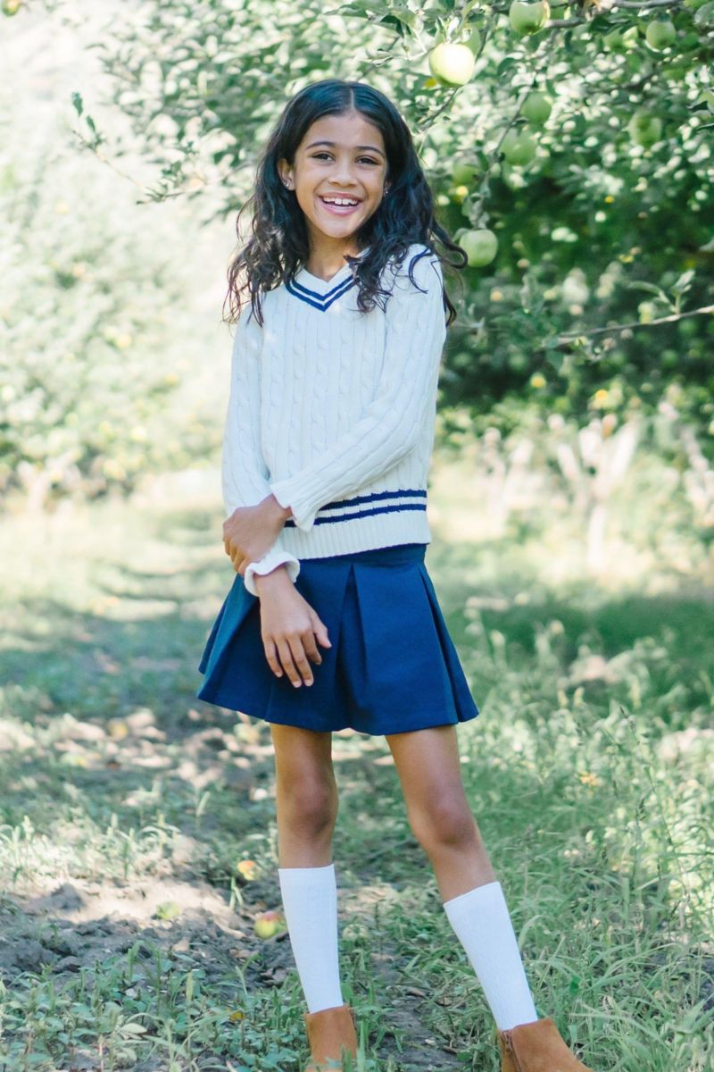 Baby Girls Hope and Henry Long Sleeve V-Neck Cricket Sweater
