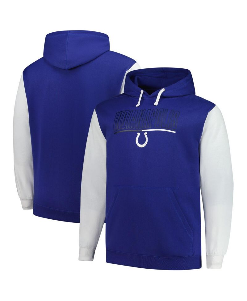 Men's Royal Indianapolis Colts Big & Tall Outline Pullover Hoodie