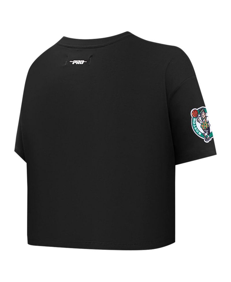 Women's Black Boston Celtics Jewels Boxy Cropped T-Shirt