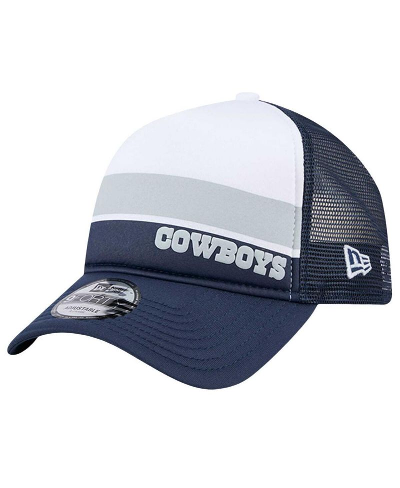 Men's White/Navy Dallas Cowboys Sport Night Color Block 9FORTY A-Frame Trucker Adjustable Hat