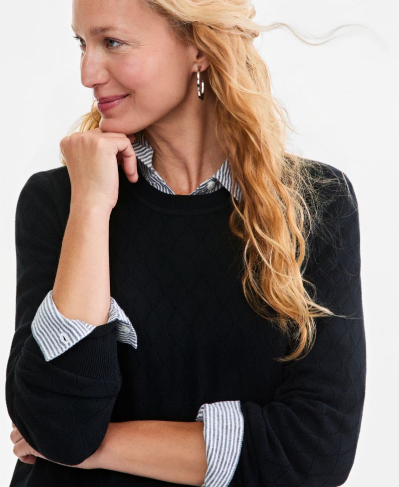 Women's Cotton Curved-Hem Sweater