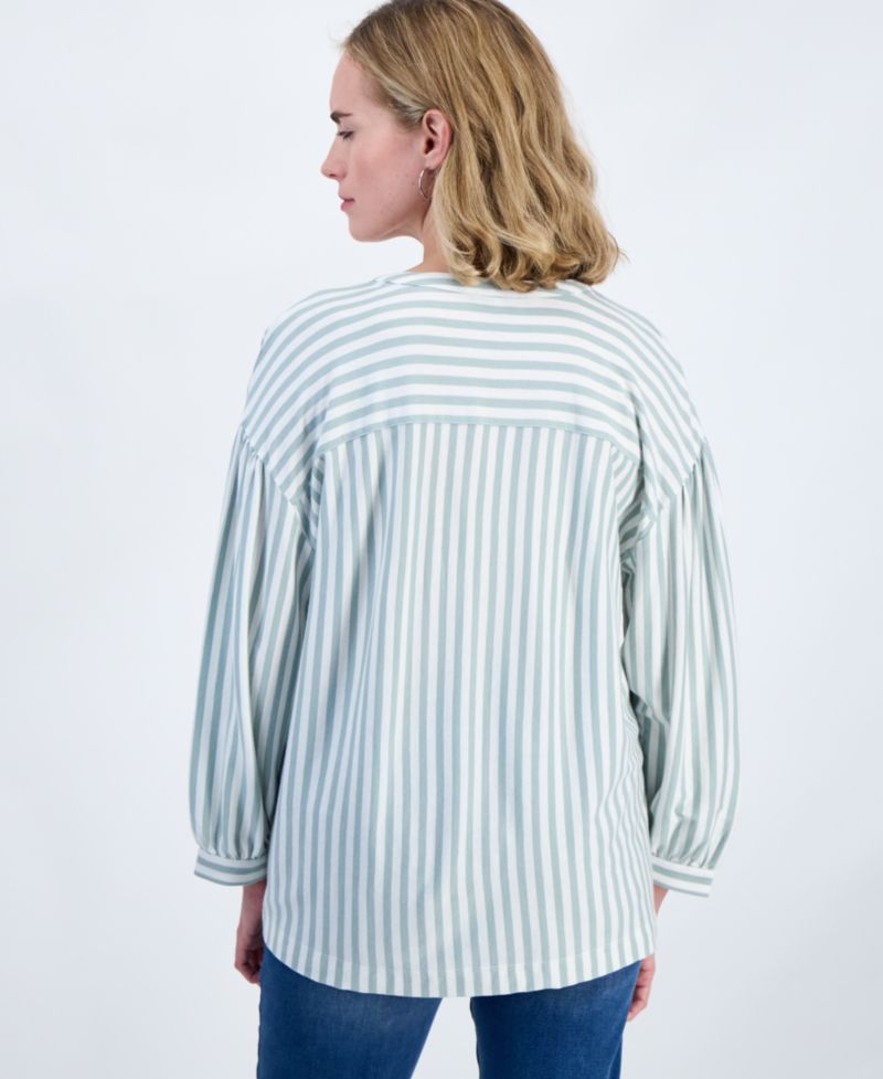 Petite 3/4-Puff-Sleeve Knit Top