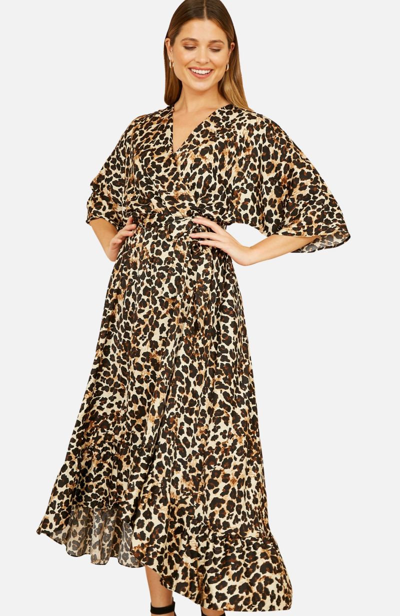 Women's Leopard Print Wrap Dress