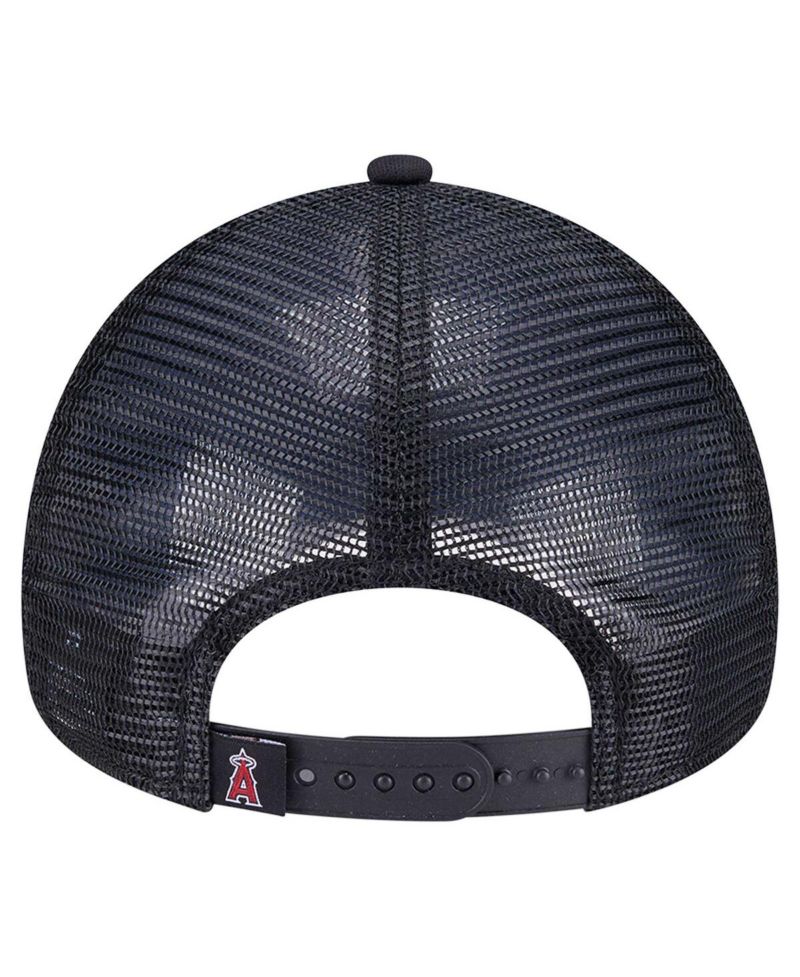 Men's Black Los Angeles Angels Retro Bold A-Frame Trucker 9FORTY Adjustable Hat