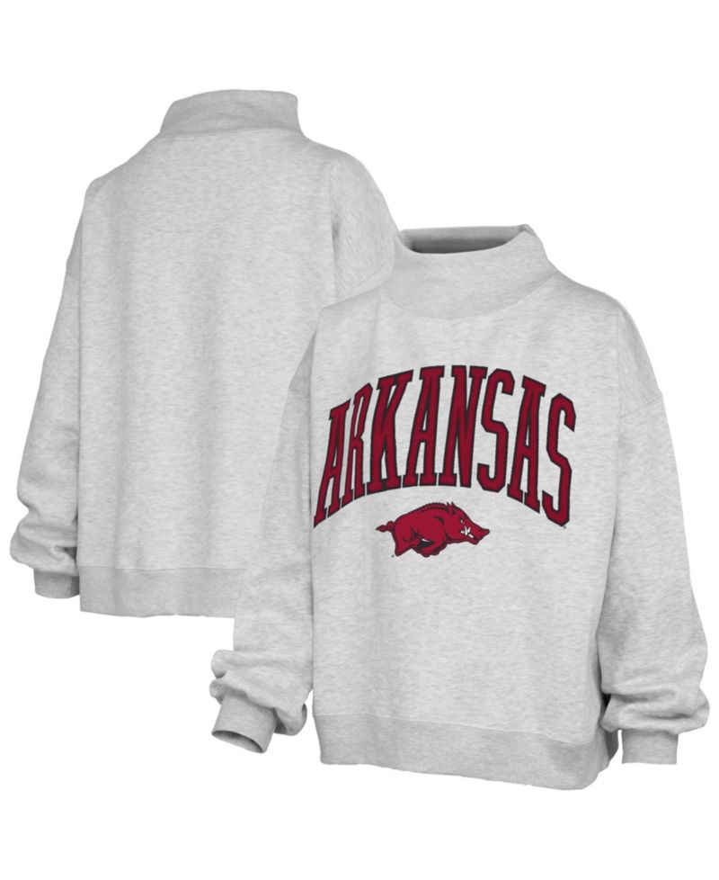 Women's Nelson Texture Lingo Arkansas Razorbacks Oversized Mock Neck Sweatshirt