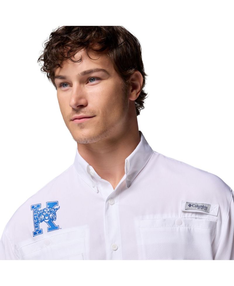 Men's White Kentucky Wildcats Tamiami Omni-Shade Button-Down Shirt
