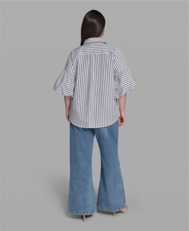 Plus Size Cotton Collared Shirt