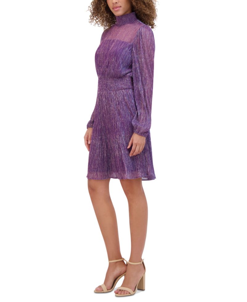 Women's Metallic Smocked Dress