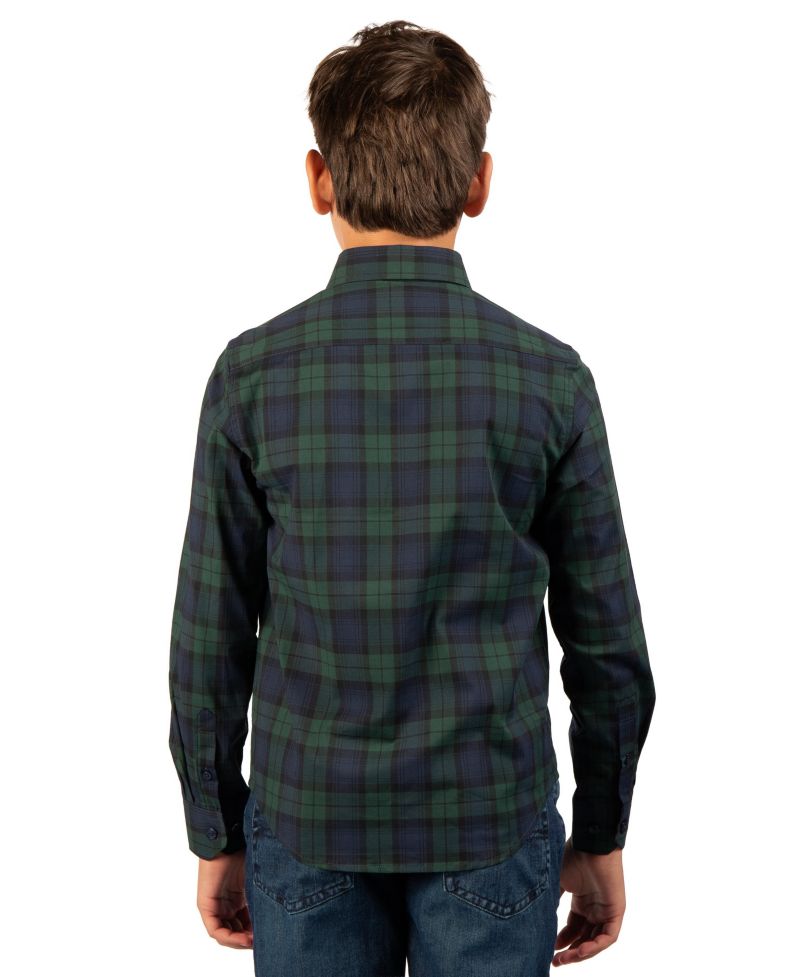 Boys' 8-20 Long-Sleeve Button-Down Collar Plaid Shirt