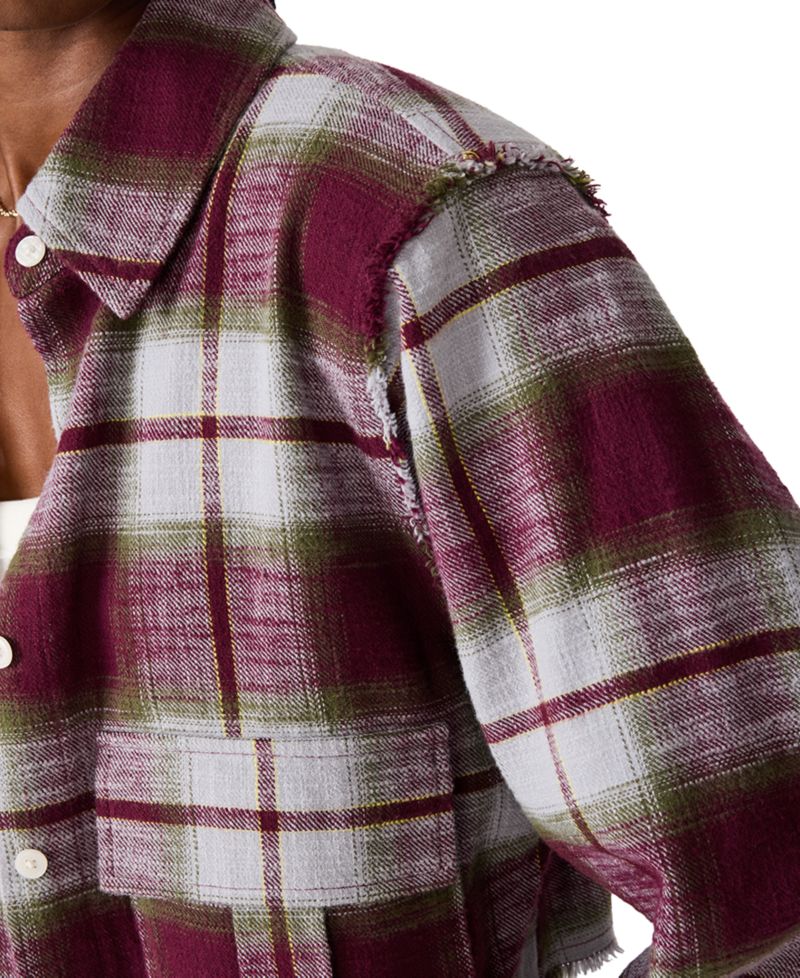 Women's Marlow Plaid Button-Up Cropped Top