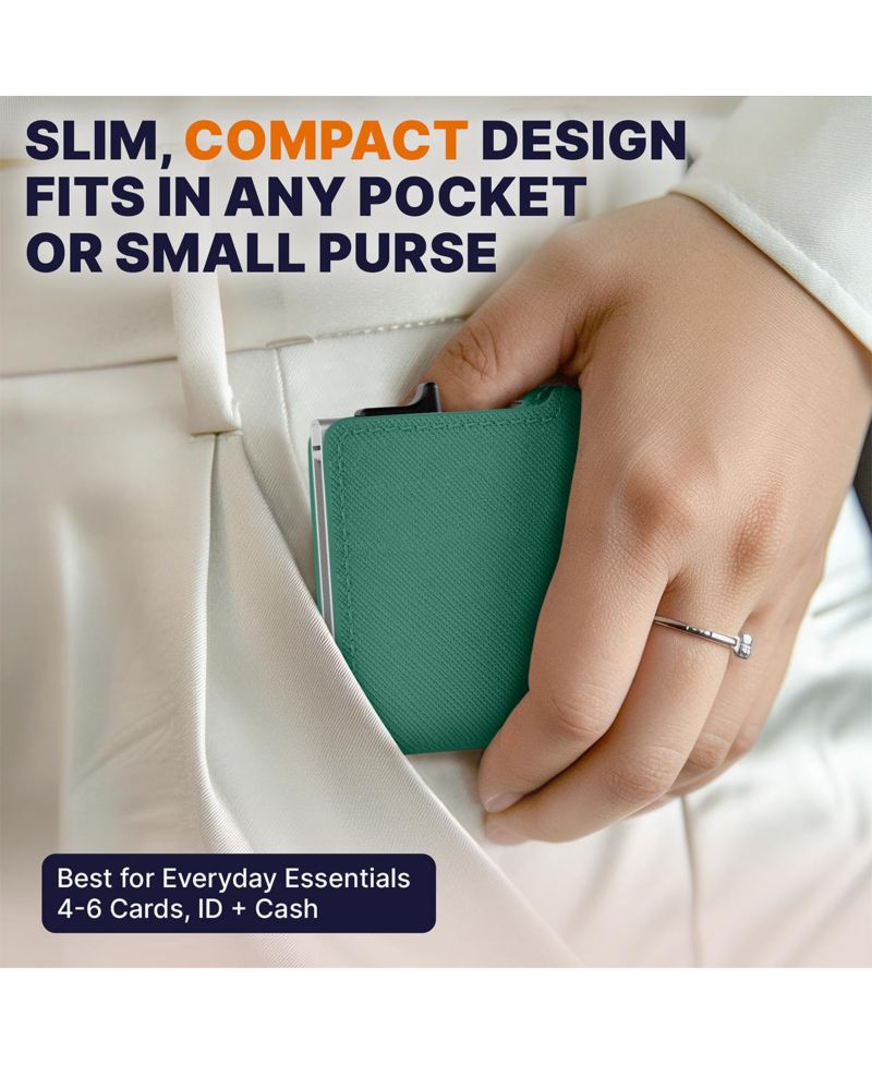 RFID Pop Up Wallet for Women - Slim Minimalist Credit Card Holder (4-6 Card Capacity) - Aluminum Metal Case