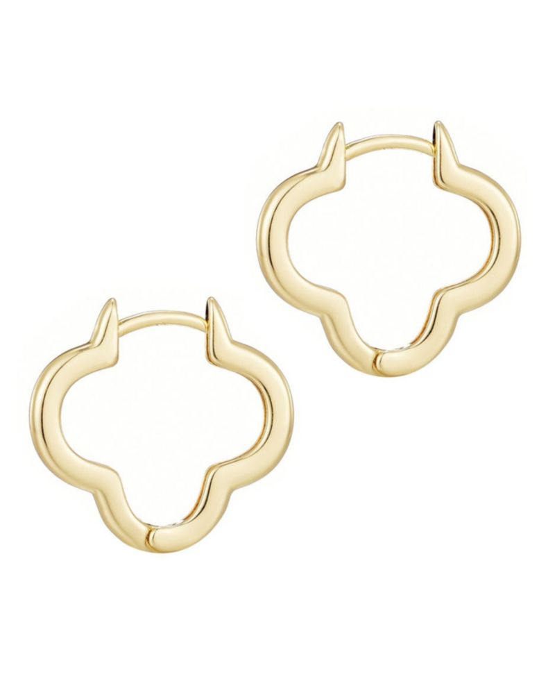 Gold Plated Clover Hoop Earrings