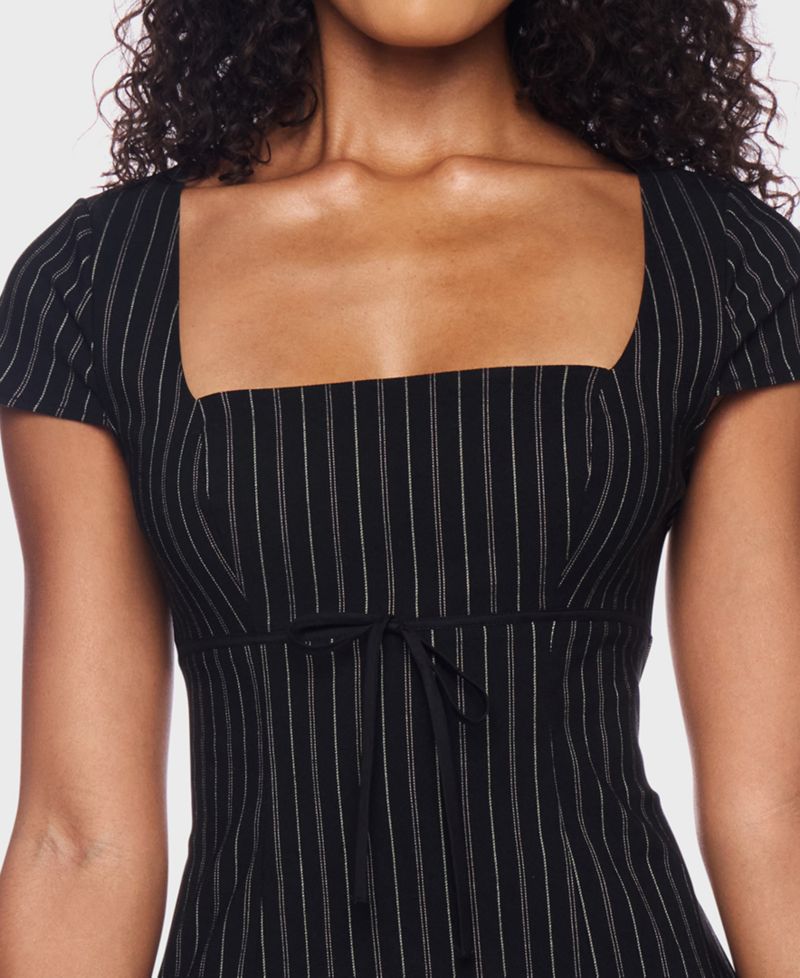 Juniors' Striped Pleated Mini Dress
