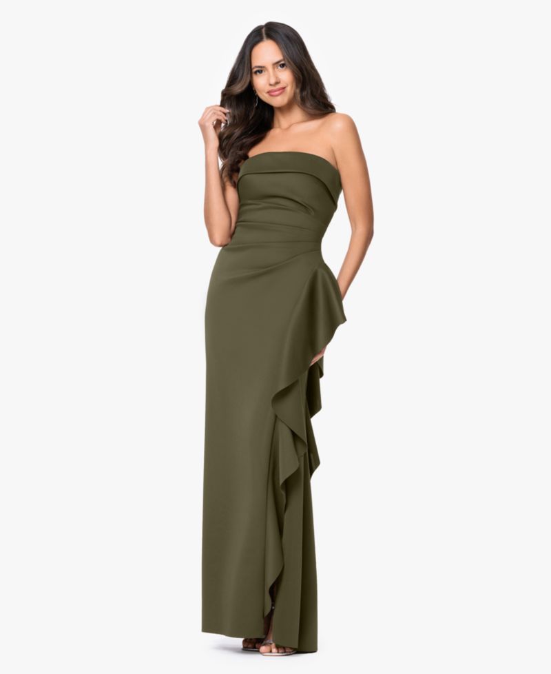 Petite Strapless Ruffle Sheath Gown