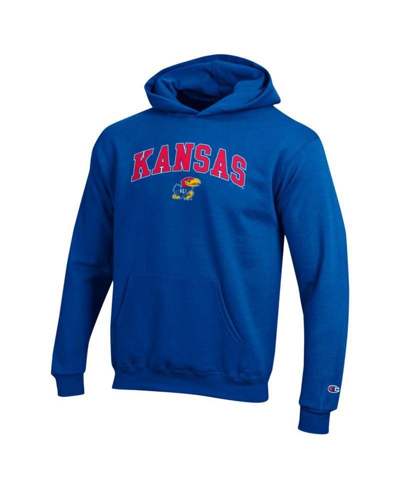 Big Boys and Girls Royal Kansas Jayhawks Campus Pullover Hoodie