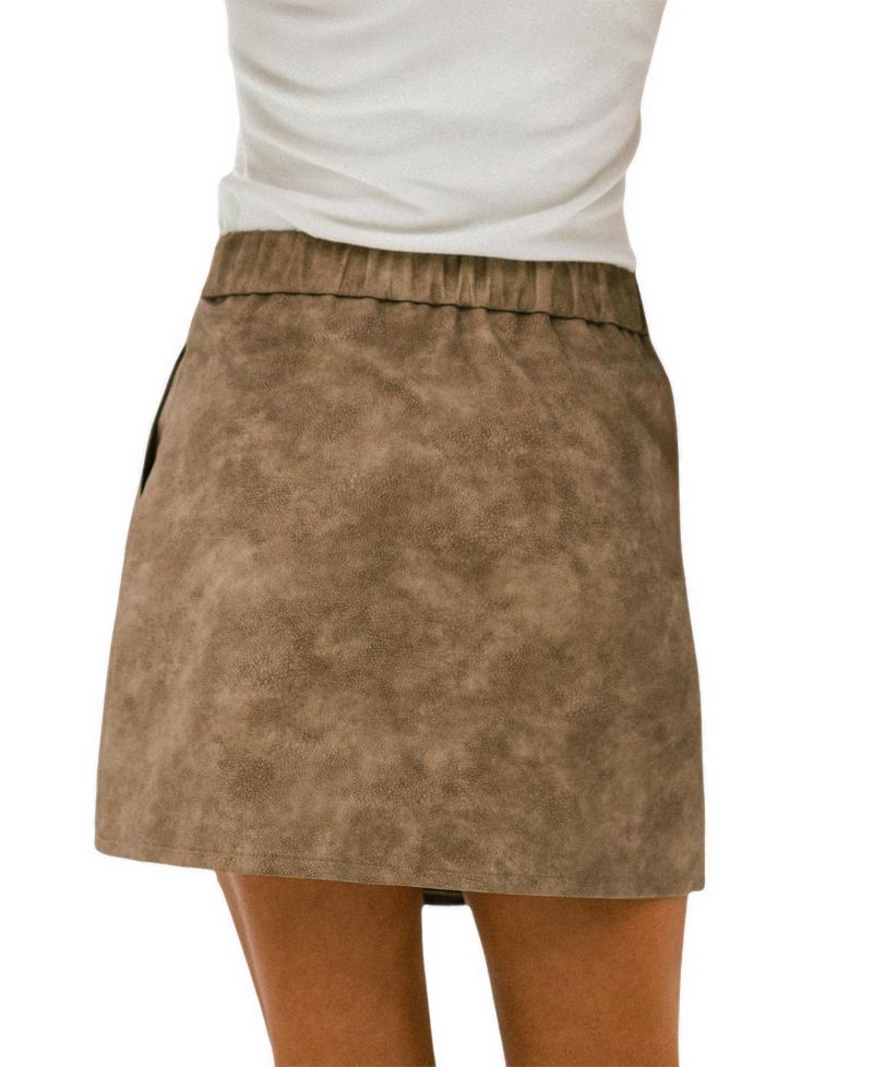 Women's Mocha Moment Faux-Suede A-Line Mini Skirt