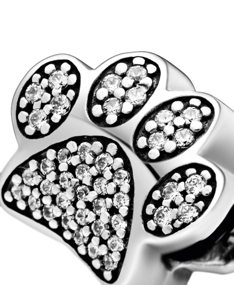 Cubic Zirconia Sparkling Paw Print Charm