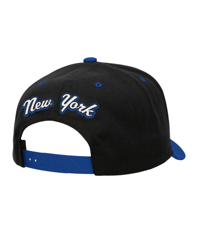 Men's Black/Blue New York Rangers Backside Script 2-Tone Pro Crown Adjustable Hat