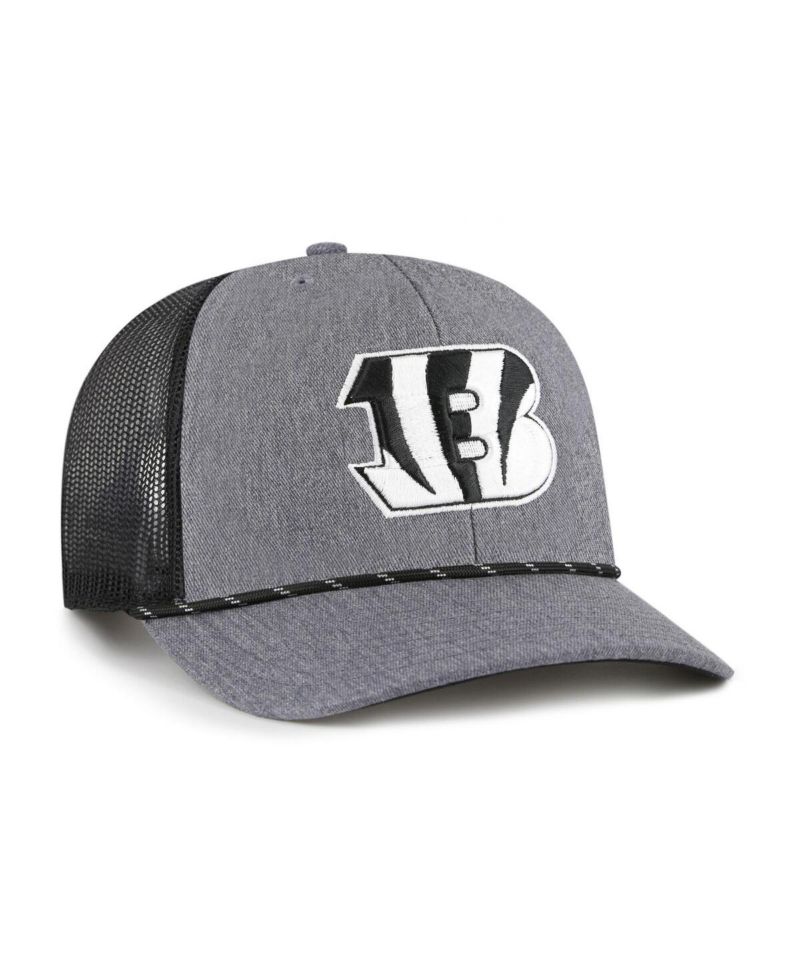 Men's Heather Charcoal Cincinnati Bengals Carbon Rope Trucker Adjustable Hat