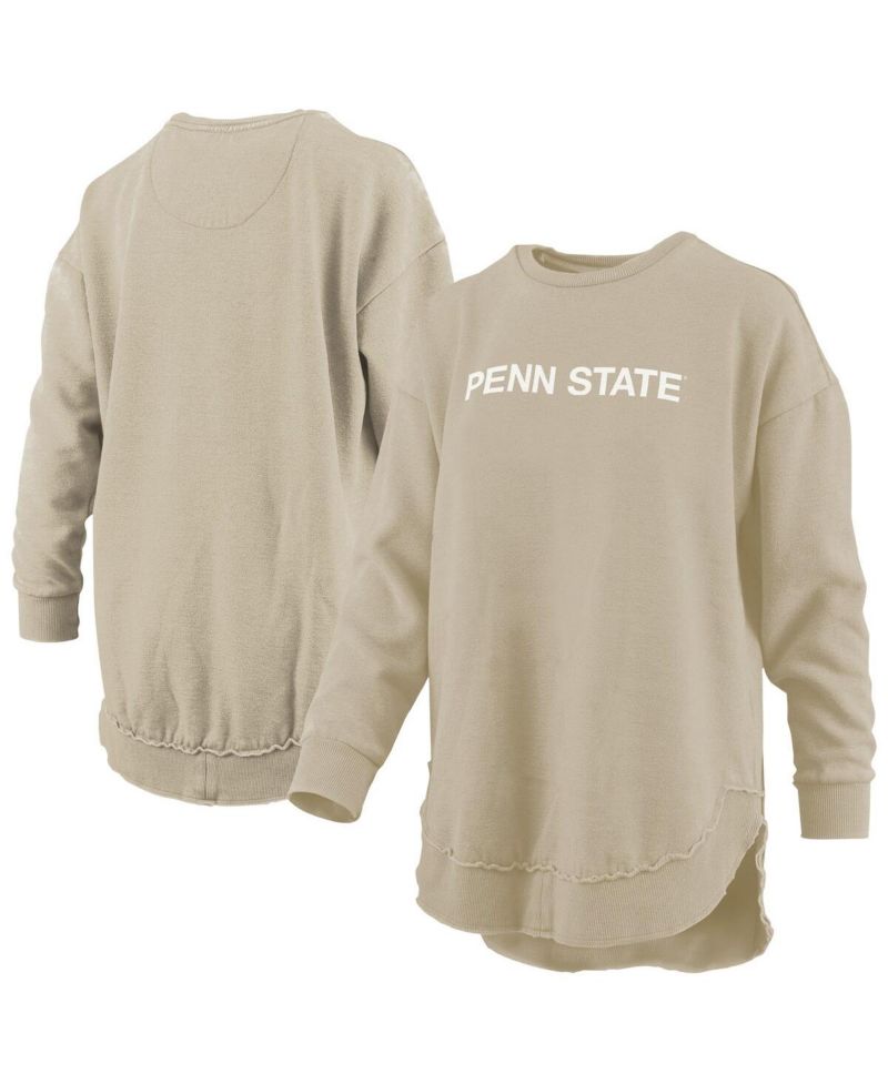 Women's Tan Penn State Nittany Lions Poncho Fleece Pullover Sweatshirt