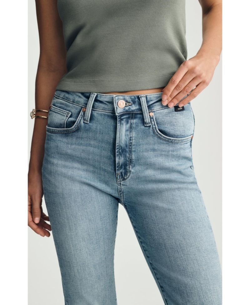 Women's Anika Mid Rise Cropped Flare In Lt Brushed Flex Blue