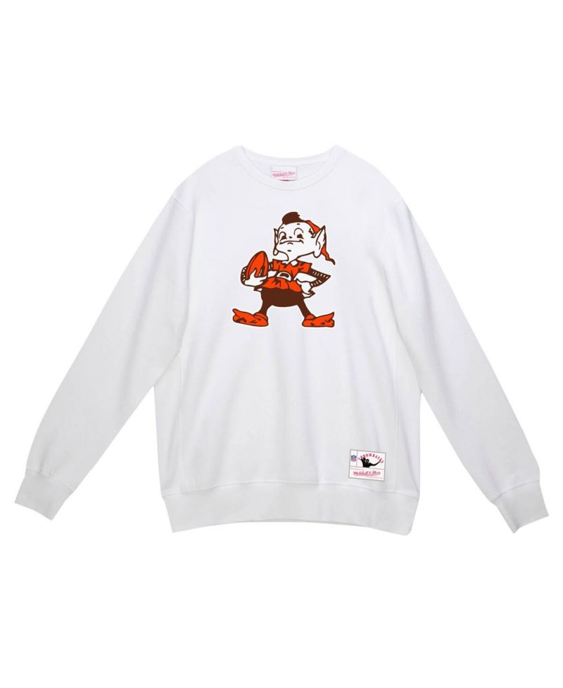 Men's White Cleveland Browns Basic Fleece Pullover Sweatshirt