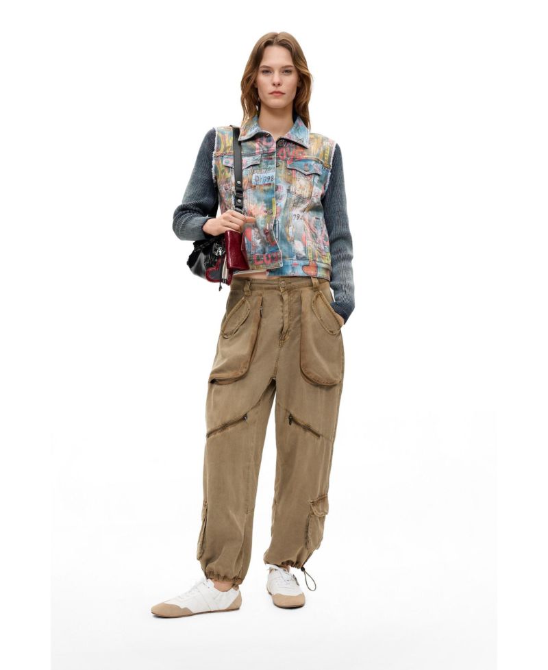 Women's Printed Short Denim Jacket