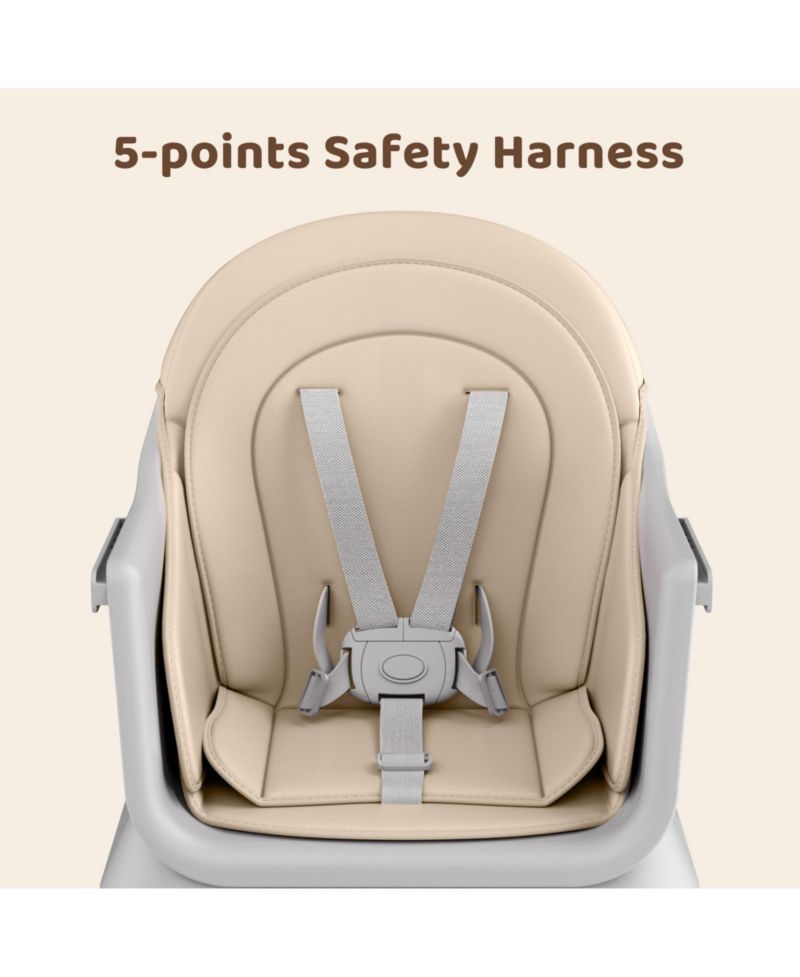 8-in-1 Baby High Chair Converts to Booster Seat and Kids Table Set with Removable Tray