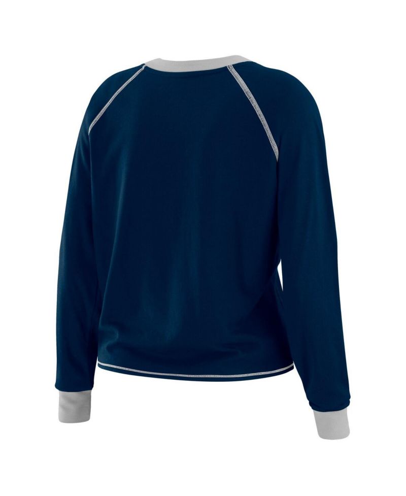 Women's Navy/ Dallas Cowboys Tie-Front Long Sleeve Top