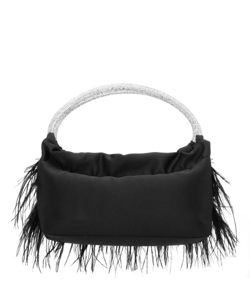Crystal Handle Feather Pouch
